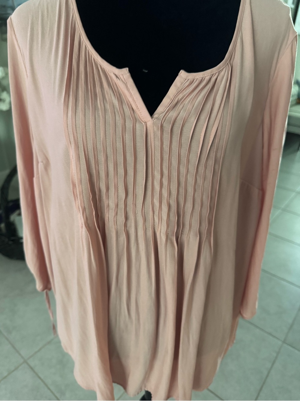torrid Light Blush Pintuck Peasant Blouse